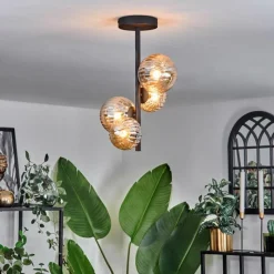 hofstein Plafonnier - Verre 10 cm,12 cm Chehalis Ambre, 4 lumières