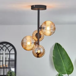 hofstein Plafonnier - Verre 10 cm,12 cm Chehalis Ambre, 4 lumières