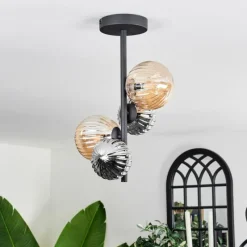 hofstein Plafonnier - Verre 10 cm,12 cm Chehalis Ambre, Fumé, 4 lumières