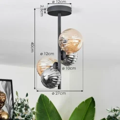 hofstein Plafonnier - Verre 10 cm,12 cm Chehalis Ambre, Fumé, 4 lumières