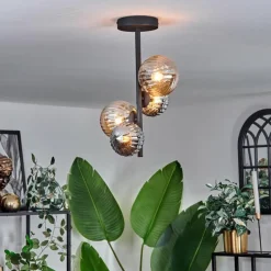 hofstein Plafonnier - Verre 10 cm,12 cm Chehalis Ambre, Fumé, 4 lumières