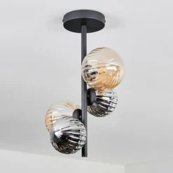 hofstein Plafonnier - Verre 10 cm,12 cm Chehalis Ambre, Fumé, 4 lumières