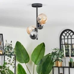 hofstein Plafonnier - Verre 10 cm,12 cm Chehalis Ambre, Fumé, 4 lumières