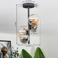 hofstein Plafonnier - Verre 10 cm, 12cm Chehalis Ambre, Fumé, 4 lumières