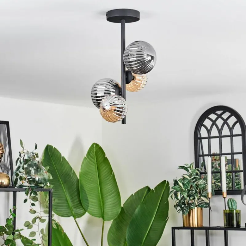 hofstein Plafonnier - Verre 10 cm, 12cm Chehalis Ambre, Fumé, 4 lumières