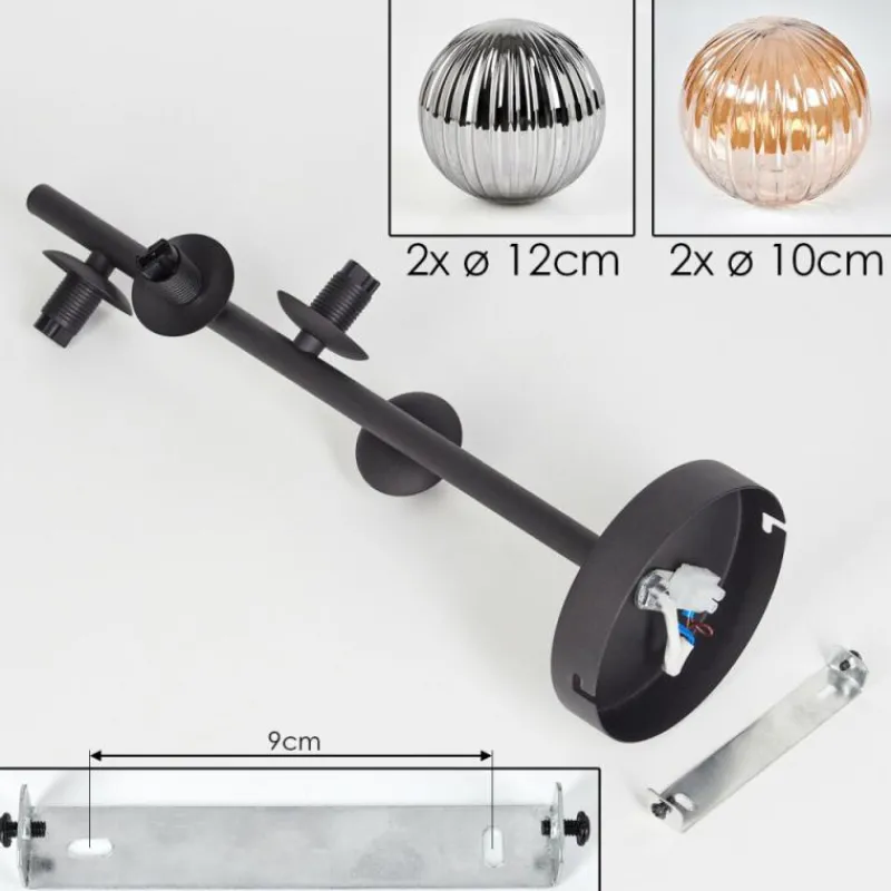 hofstein Plafonnier - Verre 10 cm, 12cm Chehalis Ambre, Fumé, 4 lumières