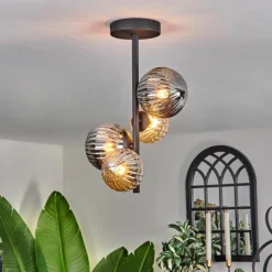 hofstein Plafonnier - Verre 10 cm, 12cm Chehalis Ambre, Fumé, 4 lumières