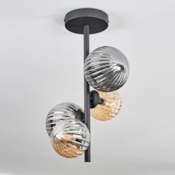 hofstein Plafonnier - Verre 10 cm, 12cm Chehalis Ambre, Fumé, 4 lumières