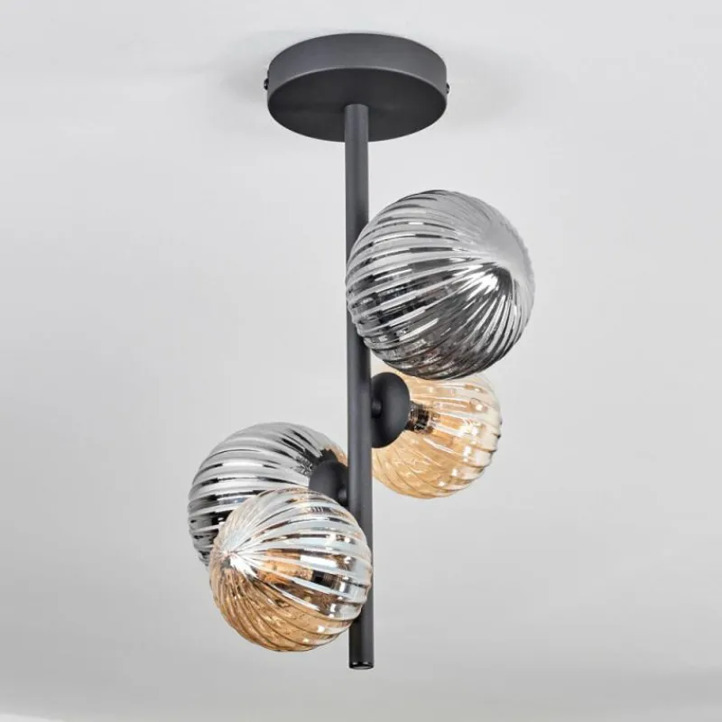 hofstein Plafonnier - Verre 10 cm, 12cm Chehalis Ambre, Fumé, 4 lumières