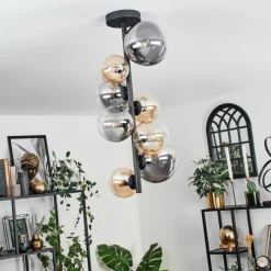 hofstein Plafonnier - Verre 10 cm, 12cm, 15cm Chehalis Ambre, Clair, Fumé, 8 lumières