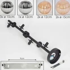 hofstein Plafonnier - Verre 10 cm, 12cm, 15cm Chehalis Ambre, Fumé, 8 lumières