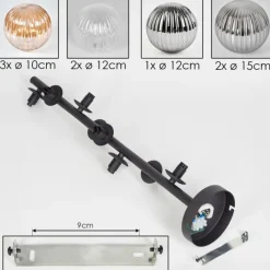 Suspension Verre Fumé-hofstein Plafonnier - Verre 10 cm, 12cm, 15cm Chehalis Ambre, Clair, Fumé, 8 lumières