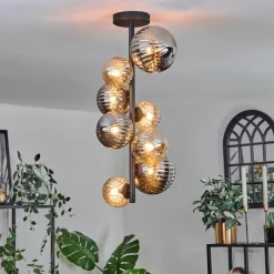 hofstein Plafonnier - Verre 10 cm, 12cm, 15cm Chehalis Ambre, Fumé, 8 lumières