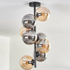 hofstein Plafonnier - Verre 15 cm Gastor Ambre, Fumé, 8 lumières