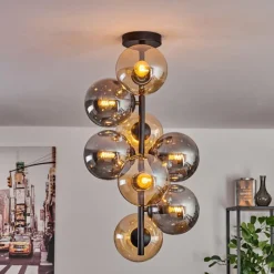 hofstein Plafonnier - Verre 15 cm Gastor Ambre, Fumé, 8 lumières