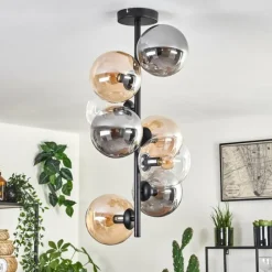 hofstein Plafonnier - Verre 15 cm Gastor Ambre, Clair, Fumé, 8 lumières