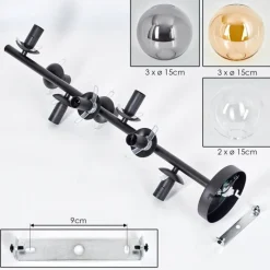 hofstein Plafonnier - Verre 15 cm Gastor Ambre, Clair, Fumé, 8 lumières