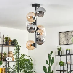 hofstein Plafonnier - Verre 15 cm Gastor Ambre, Clair, Fumé, 8 lumières