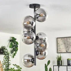 hofstein Plafonnier - Verre 15 cm Gastor Clair, Fumé, 8 lumières