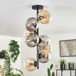 hofstein Plafonnier - Verre 15 cm Gastor Ambre, Clair, Fumé, 8 lumières