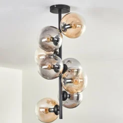 hofstein Plafonnier - Verre 15 cm Gastor Ambre, Clair, Fumé, 8 lumières