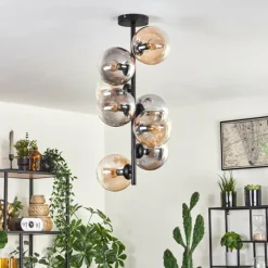 hofstein Plafonnier - Verre 15 cm Gastor Ambre, Clair, Fumé, 8 lumières