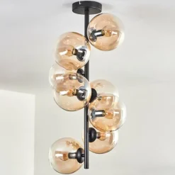 hofstein Plafonnier - Verre 15 cm Gastor Ambre, Clair, 8 lumières