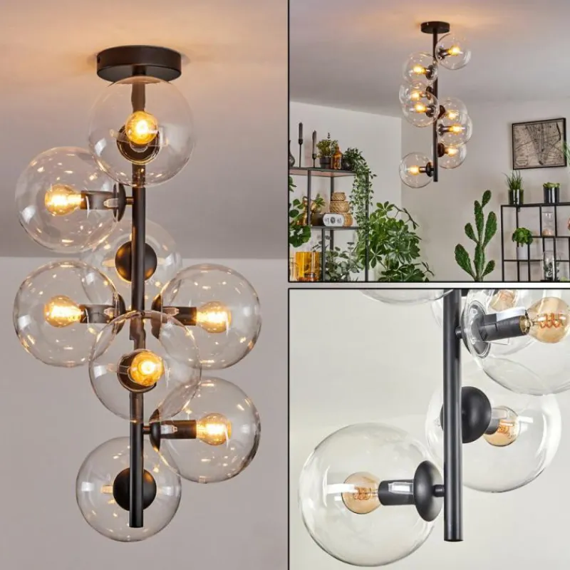 hofstein Plafonnier - Verre 15 cm Gastor Clair, 8 lumières