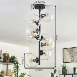 hofstein Plafonnier - Verre 15 cm Gastor Clair, 8 lumières