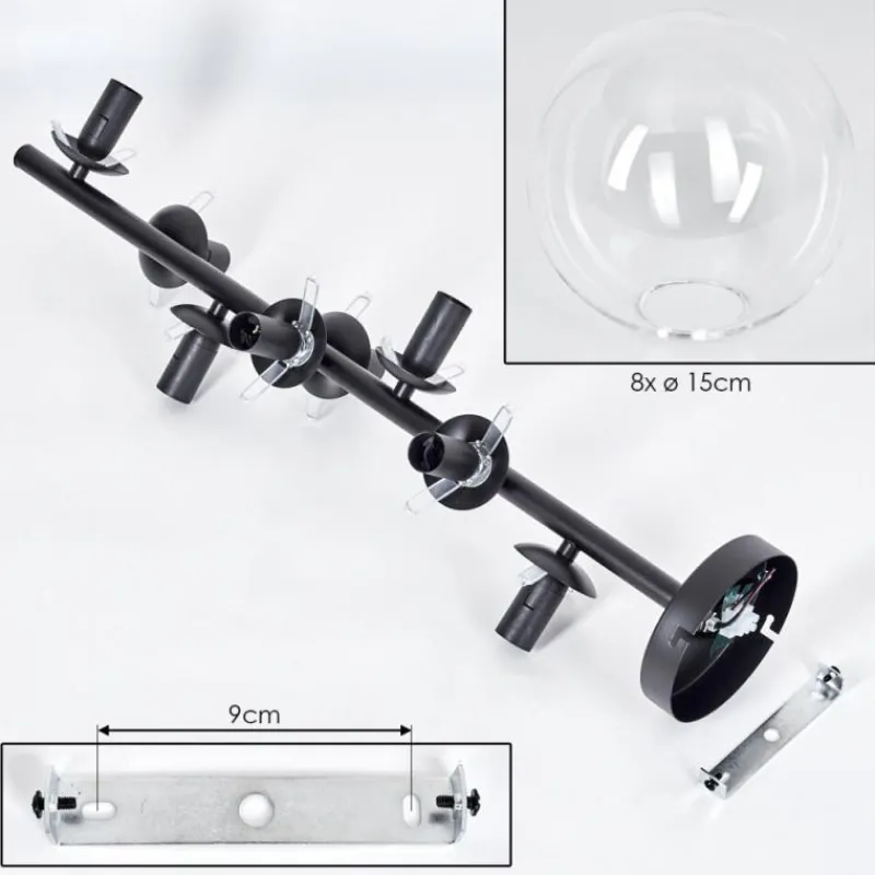 hofstein Plafonnier - Verre 15 cm Gastor Clair, 8 lumières