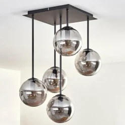 hofstein Plafonnier - Verre 15 cm Gastor Fumé, 5 lumières