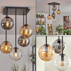 hofstein Plafonnier - Verre 15 cm Gastor Ambre, Clair, Fumé, 5 lumières