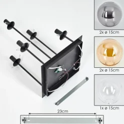 hofstein Plafonnier - Verre 15 cm Gastor Ambre, Clair, Fumé, 5 lumières