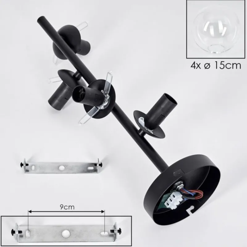 hofstein Plafonnier - Verre 15 cm Gastor Clair, 4 lumières