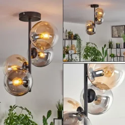 hofstein Plafonnier - Verre 15 cm Gastor Ambre, Clair, Fumé, 4 lumières