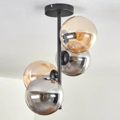 hofstein Plafonnier - Verre 15 cm Gastor Ambre, Fumé, 4 lumières