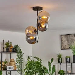 hofstein Plafonnier - Verre 15 cm Gastor Ambre, Fumé, 4 lumières