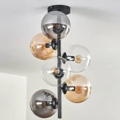 hofstein Plafonnier - Verre 15 cm Gastor Ambre, Clair, Fumé, 6 lumières