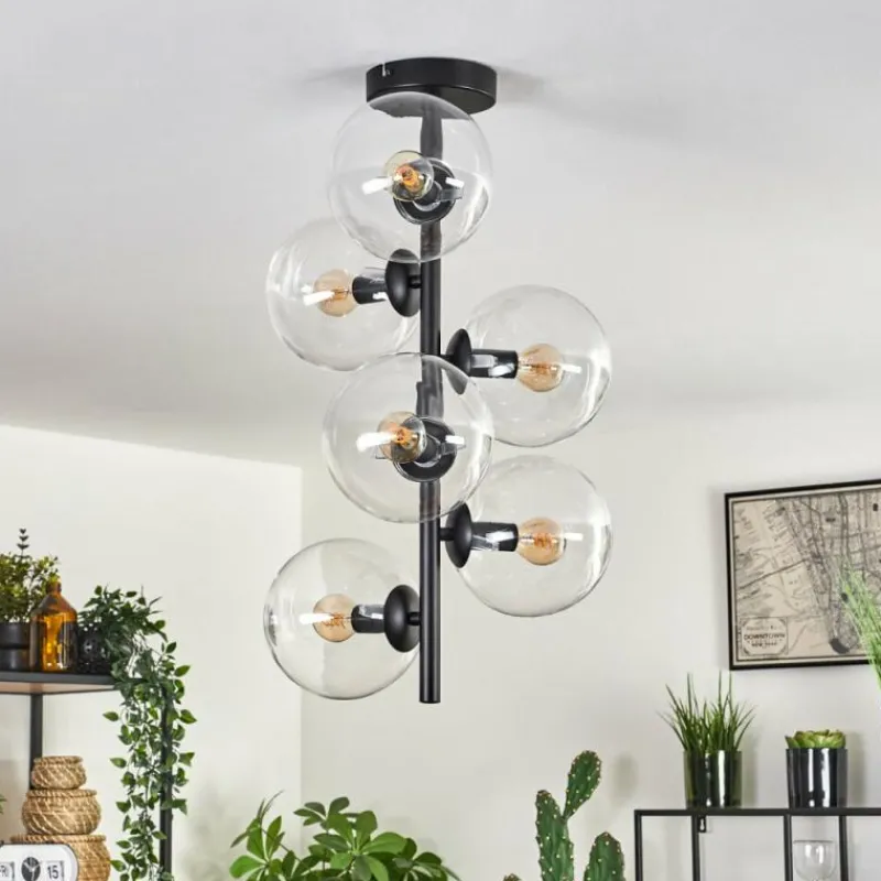 hofstein Plafonnier - Verre 15 cm Gastor Clair, 6 lumières