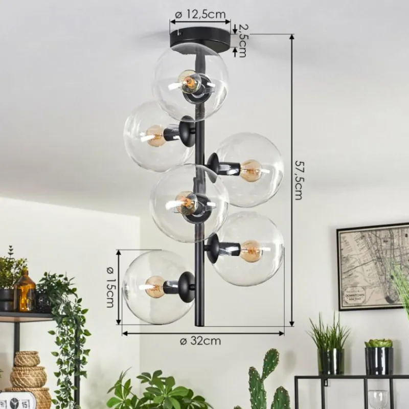 hofstein Plafonnier - Verre 15 cm Gastor Clair, 6 lumières