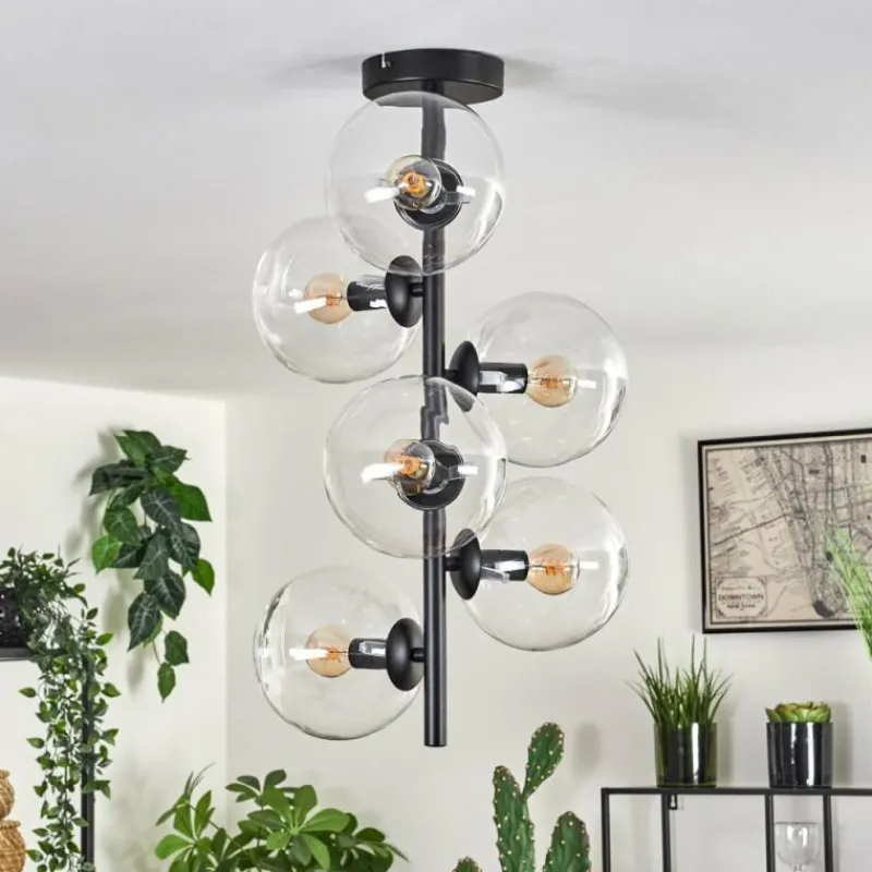 hofstein Plafonnier - Verre 15 cm Gastor Clair, 6 lumières