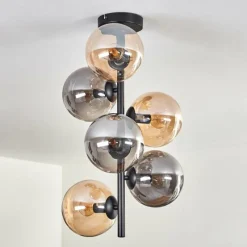 Suspension Verre Fumé-hofstein Plafonnier - Verre 15 cm Gastor Ambre, Fumé, 6 lumières