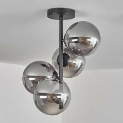 hofstein Plafonnier - Verre 15 cm Gastor Fumé, 4 lumières