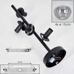 hofstein Plafonnier - Verre 15 cm Gastor Clair, Fumé, 4 lumières