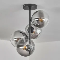 hofstein Plafonnier - Verre 15 cm Gastor Clair, Fumé, 4 lumières