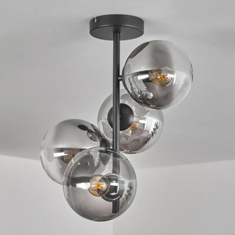 hofstein Plafonnier - Verre 15 cm Gastor Clair, Fumé, 4 lumières