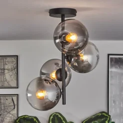 hofstein Plafonnier - Verre 15 cm Gastor Clair, Fumé, 4 lumières