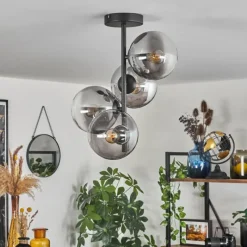 hofstein Plafonnier - Verre 15 cm Gastor Clair, Fumé, 4 lumières