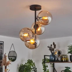 hofstein Plafonnier - Verre 15 cm Gastor Ambre, 4 lumières