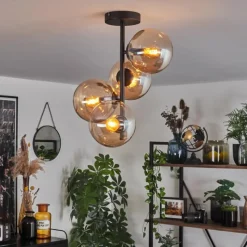 hofstein Plafonnier - Verre 15 cm Gastor Ambre, 4 lumières